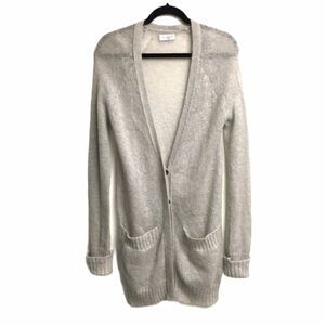 AMERICAN VINTAGE Kid Mohair Long Button Front Cardigan Sweater Grey L